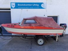 Motorboot Ibis + Motor Suzuki 15PS 4-Takt + Strassentrailer + viel Zubehör