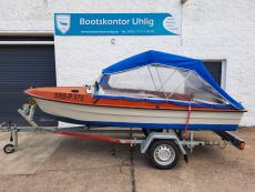 Motorboot Angelboot Ibis 2 mit Fahrpersenning große Badeleiter Motorboot Angelboot Ibis 2 mit Fahrpersenning große Badeleiter