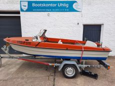 Motorboot Angelboot Ibis 2 mit Fahrpersenning große Badeleiter Motorboot Angelboot Ibis 2 mit Fahrpersenning große Badeleiter